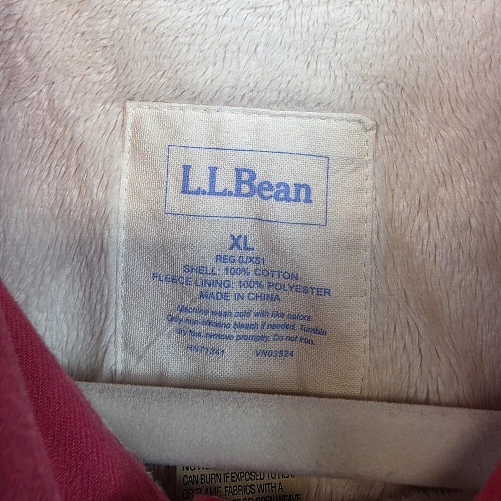 L.L. Bean Jacket Womens XL Pink Cotton Fleece Lined Button Front Shirt Jacket - Picture 3 of 10